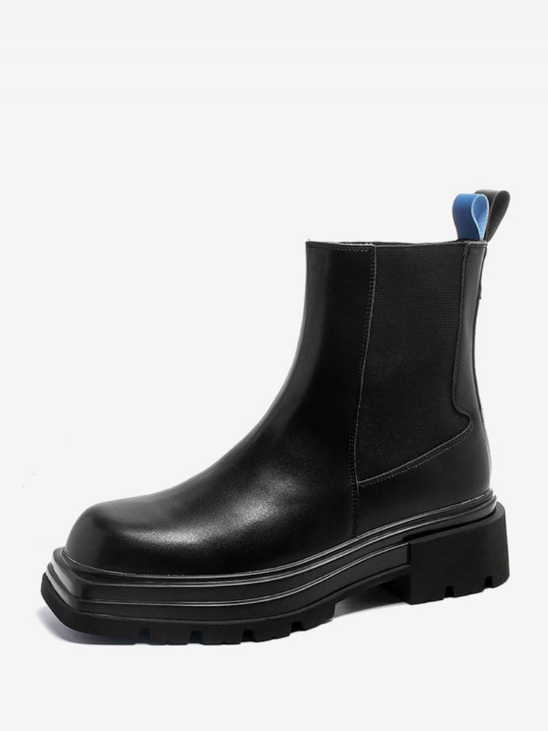 Bottines Chelsea Noires Pour Hommes À Bout Rond