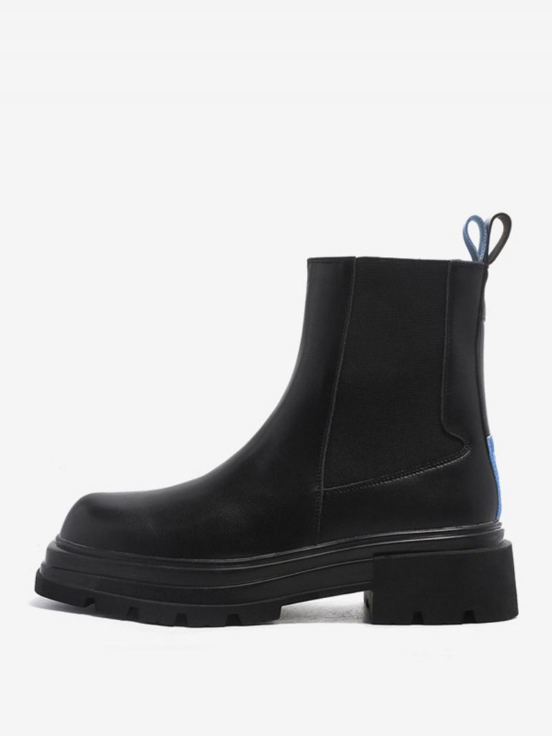 Bottines Chelsea Noires Pour Hommes À Bout Rond - Noir