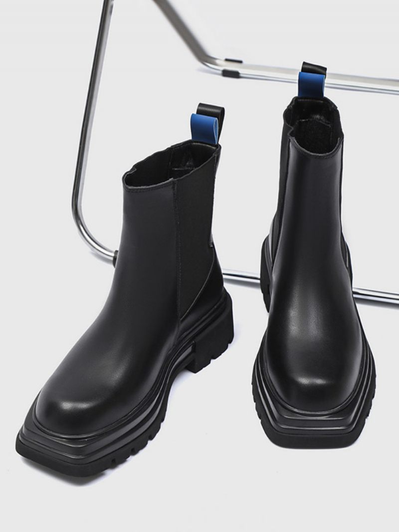 Bottines Chelsea Noires Pour Hommes À Bout Rond - Noir