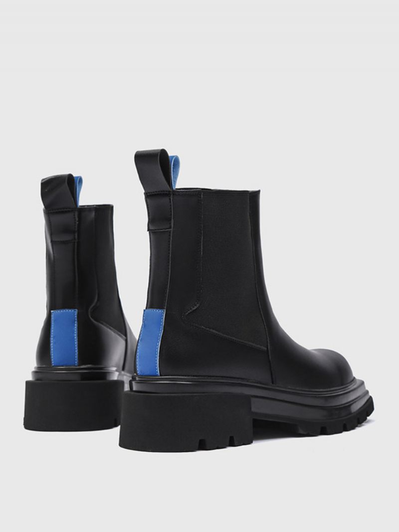 Bottines Chelsea Noires Pour Hommes À Bout Rond - Noir