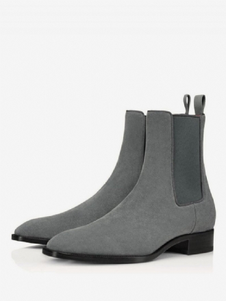 Bottines Habillées Chelsea Pour Hommes Daim Grises