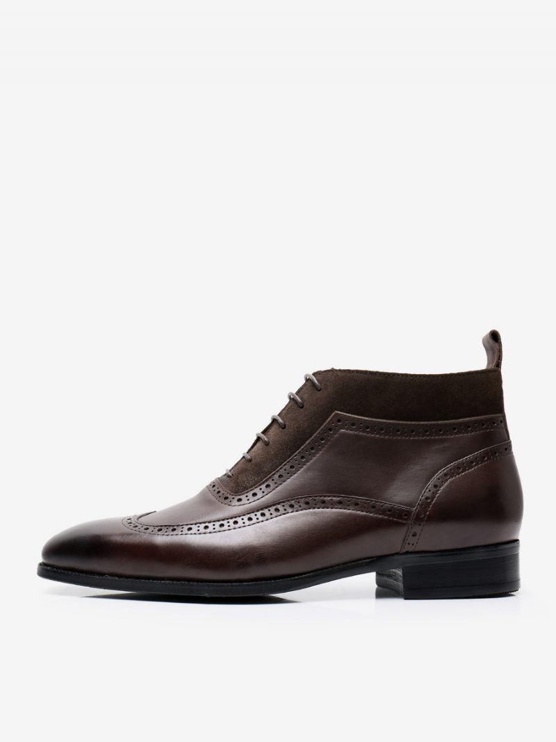 Chaussures Habillées Pour Hommes Bout Rond Moderne À Lacets Peau Vache Debby Mariage Bal - Marron Café