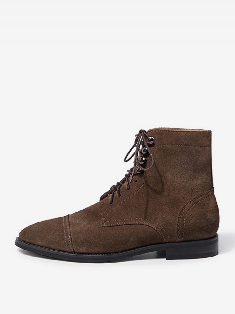 Chaussures Homme Bottes Travail Cuir Vache Chic Marron Café