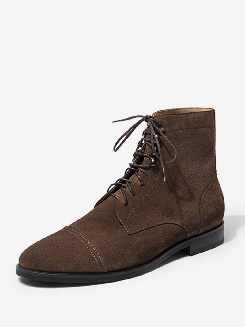 Chaussures Homme Bottes Travail Cuir Vache Chic Marron Café - Café Brun