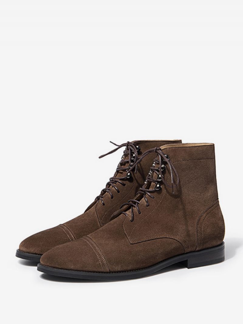 Chaussures Homme Bottes Travail Cuir Vache Chic Marron Café - Café Brun