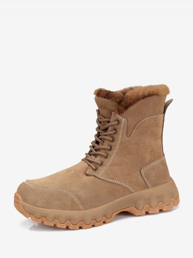 Chaussures Travail Cuir Pu Pour Hommes Bottes Neige Décontractées Marron Café