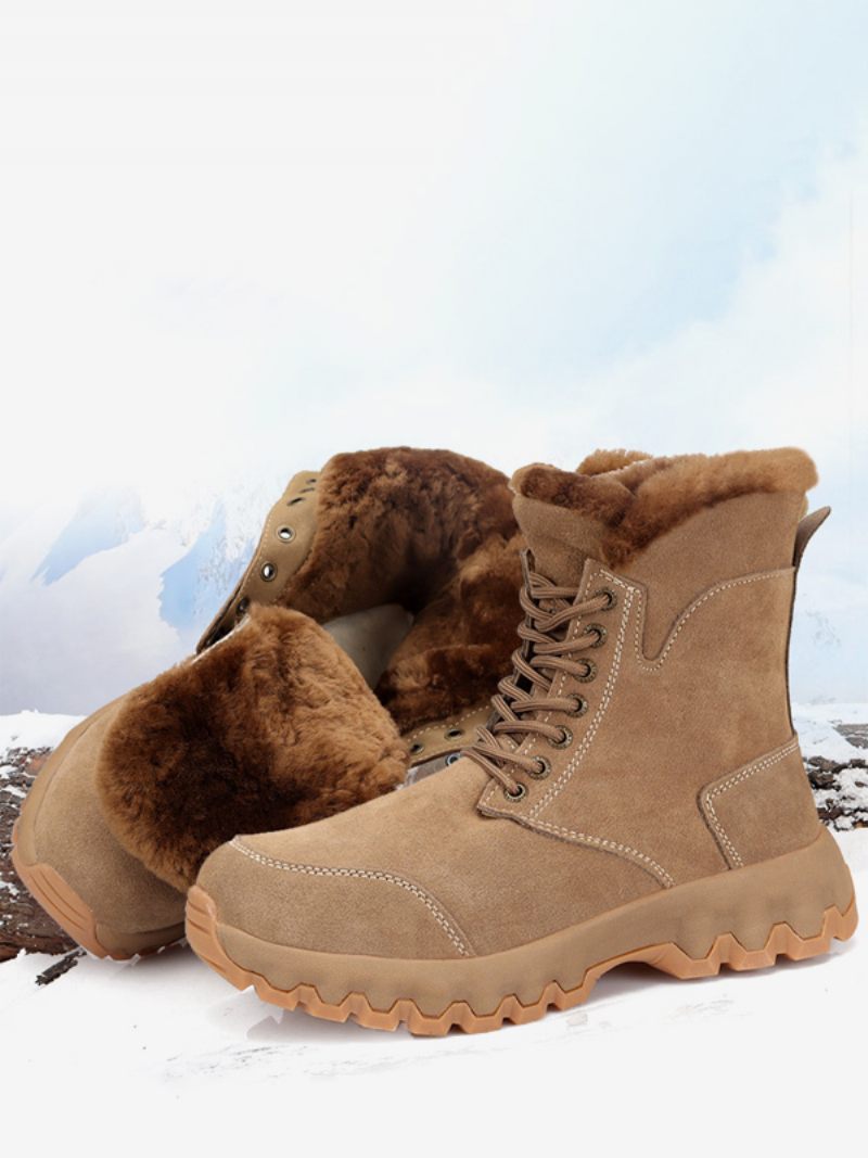 Chaussures Travail Cuir Pu Pour Hommes Bottes Neige Décontractées Marron Café - Café Brun