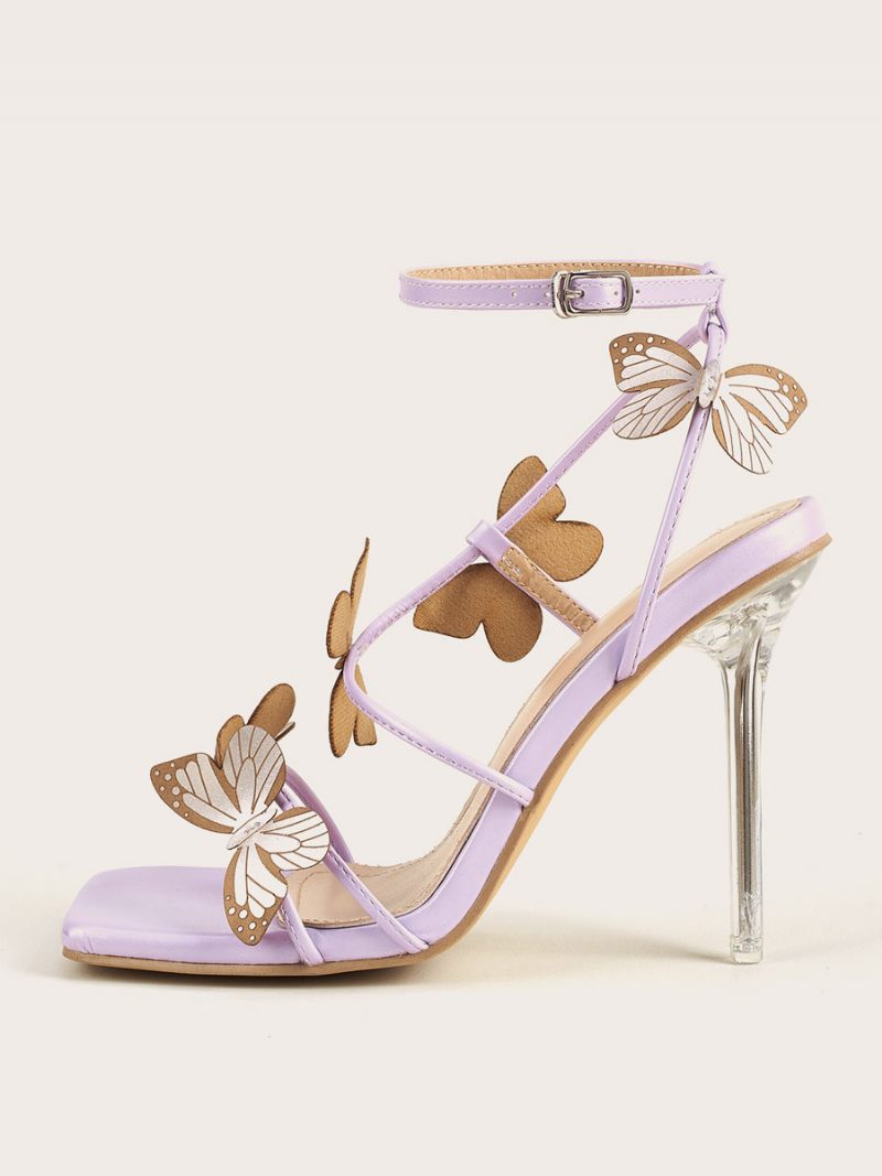 Sandales Soirée À Talons Papillon Pour Femmes Chaussures Bal - Lilas