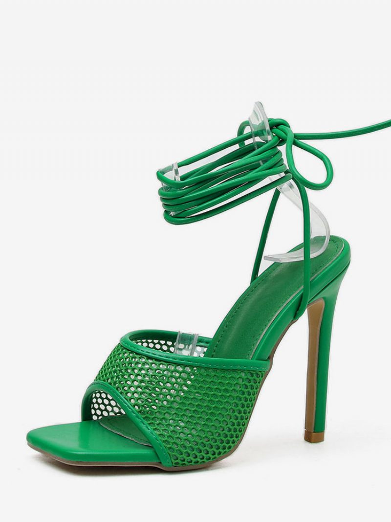 Sandales À Talons Aiguilles Et Lanières Maille Pour Femmes - Vert