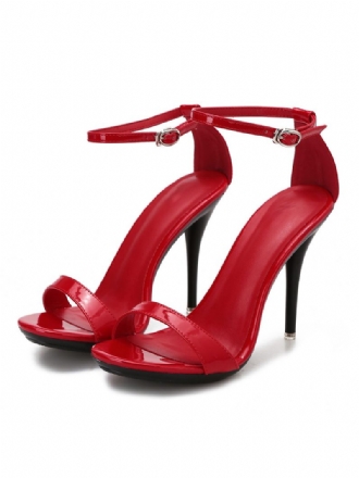 Sandales À Talons Aiguilles Pour Femmes Sexy Rouges Bride La Cheville Bal Promo