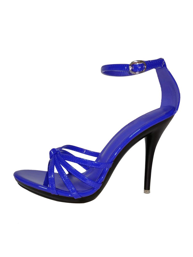 Sandales À Talons Aiguilles Sexy Avec Bride La Cheville Pour Femmes - Bleu Royal