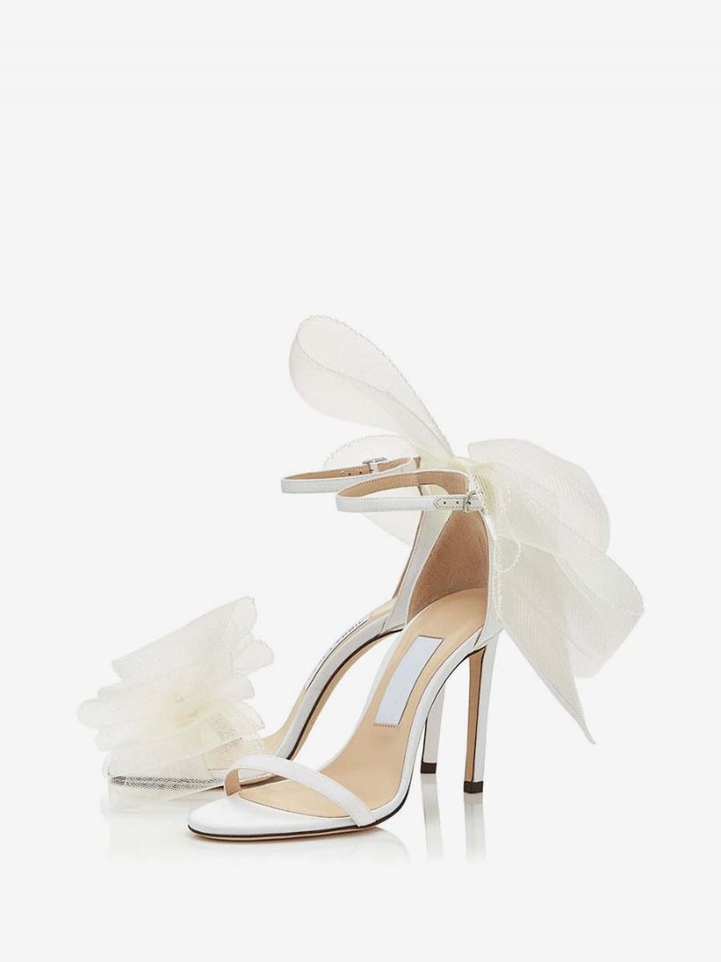 Sandales À Talons Avec Bride La Cheville Et Nœud Pour Femme Chaussures Mariée