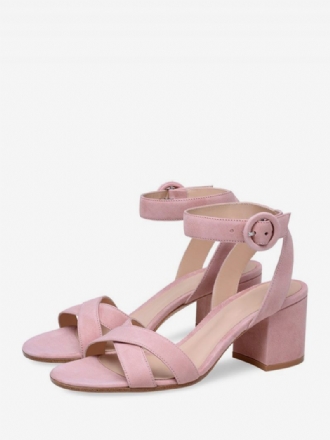 Sandales À Talons Blocs Pour Femmes Bout Ouvert Talon Moyen Bride La Cheville Chaussures Bal