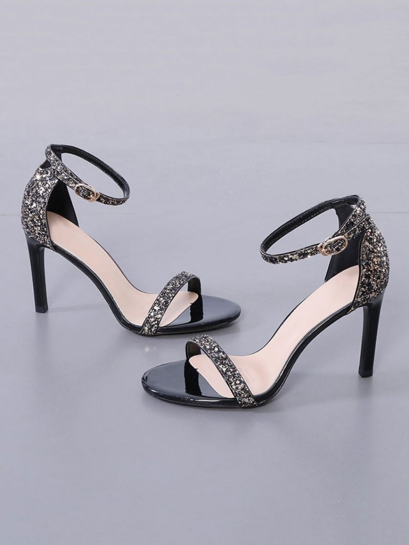 Talons Bal À Paillettes Pour Femmes Chaussures Soirée Hauts - Noir