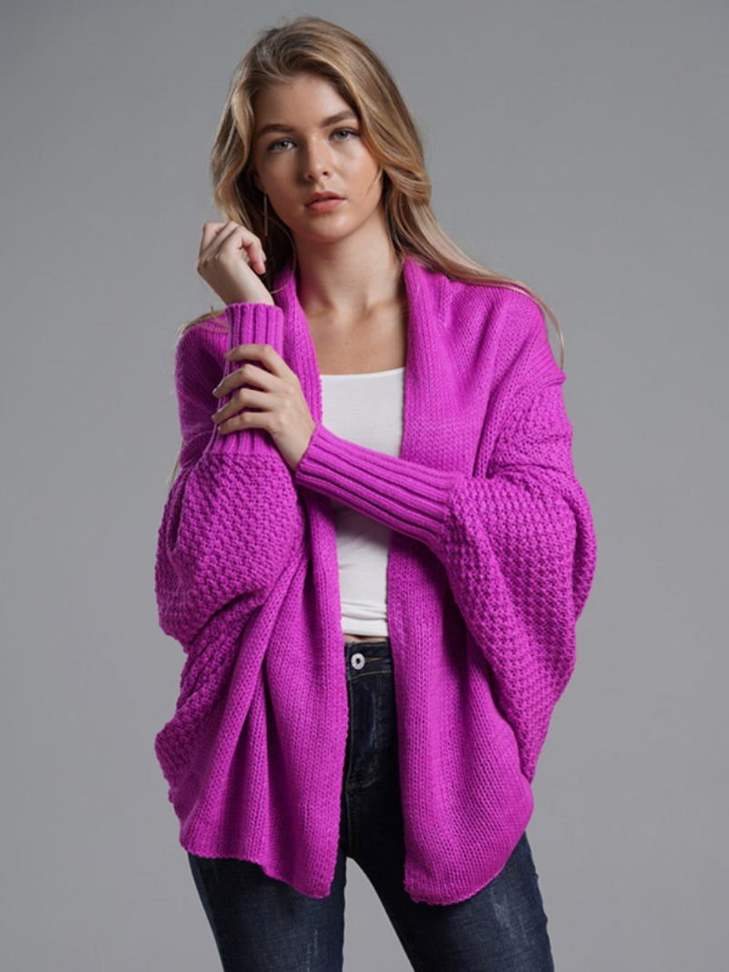 Pull Pour Femme Manches Chauve-souris Cardigans Ouverts Sur Le Devant L'automne Et L'hiver - Rose