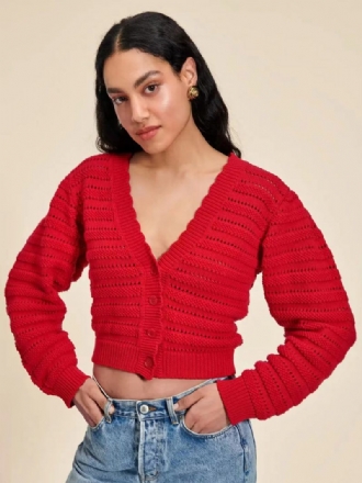 Pull Rouge Col V Manches Longues Hallow Pulls Courts Pour Femmes