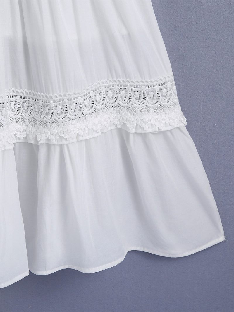 Robe Longue Pour Femmes Col V Sans Manches Décontractée Dos Nu - Blanc