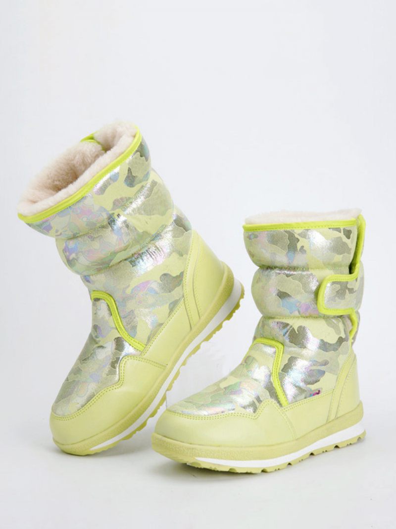 Bottes D'hiver Unisexes Pour Enfants Neige Chaudes À Bout Rond - Vert