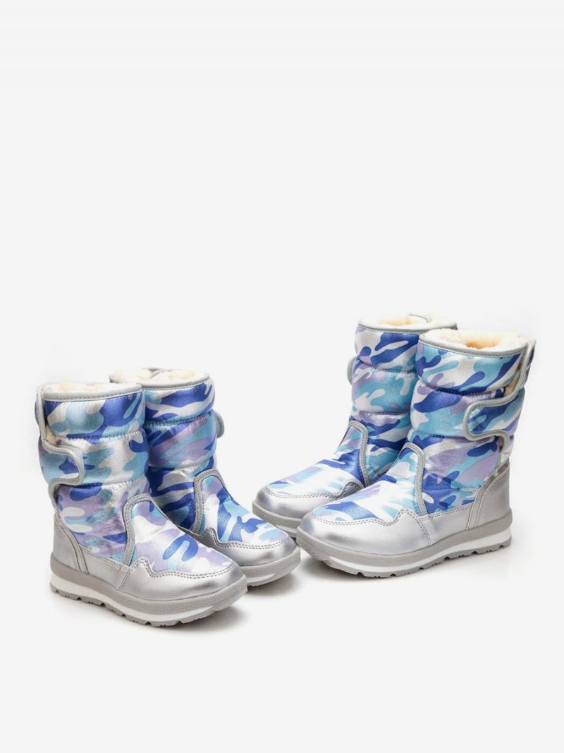 Bottes D'hiver Unisexes Pour Enfants Neige Chaudes À Bout Rond - Bleu