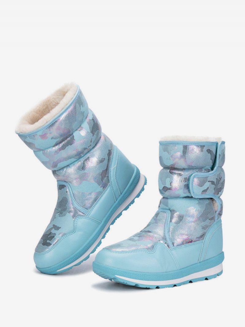 Bottes D'hiver Unisexes Pour Enfants Neige Chaudes À Bout Rond - Bleu Ciel Clair