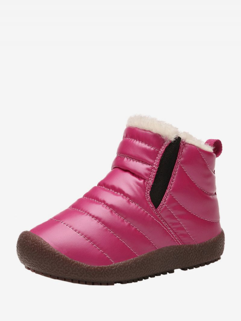 Bottes Neige Unisexes Pour Enfants Bout Rond Doublure Peluche Courte D'hiver - Rose