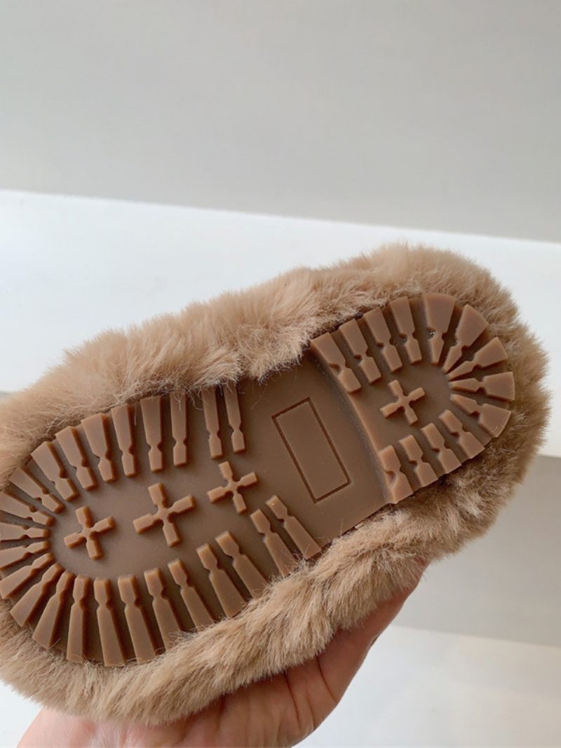 Chaussures Pour Enfants Bottes D'hiver Laine Tricotée Fausse Fourrure À La Mode - Marron Clair