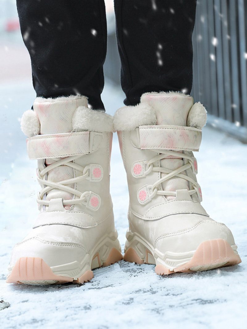 Chaussures Pour Garçons - Jolies Bottes D'hiver À Blocs Couleurs - Blanc