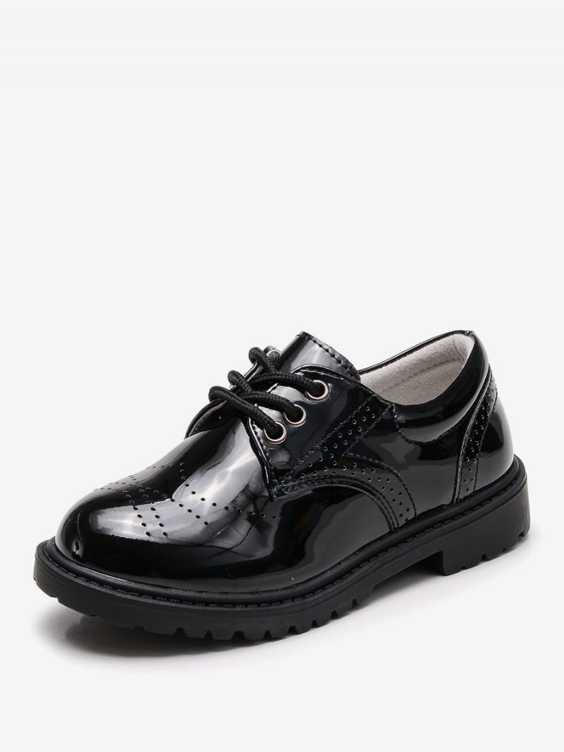 Chaussures Habillées Pour Garçon Brogue Bout Rond À Lacets Oxford Fête Formelles - Noir