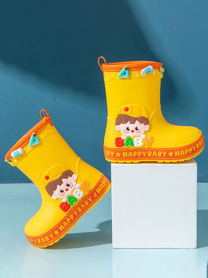 Jolies Chaussures Pour Enfants Cuir Pu Imprimés Personnages Dessins Animés Relief - Jaune