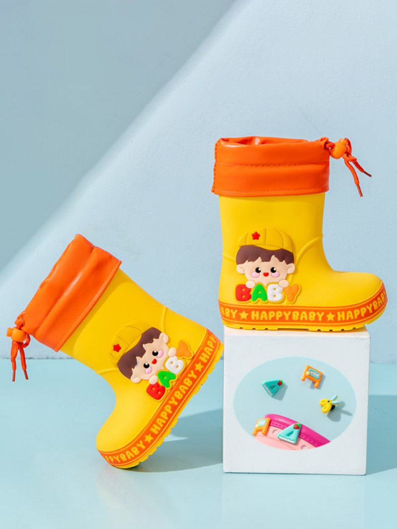 Jolies Chaussures Pour Enfants Cuir Pu Imprimés Personnages Dessins Animés Relief - Jaune