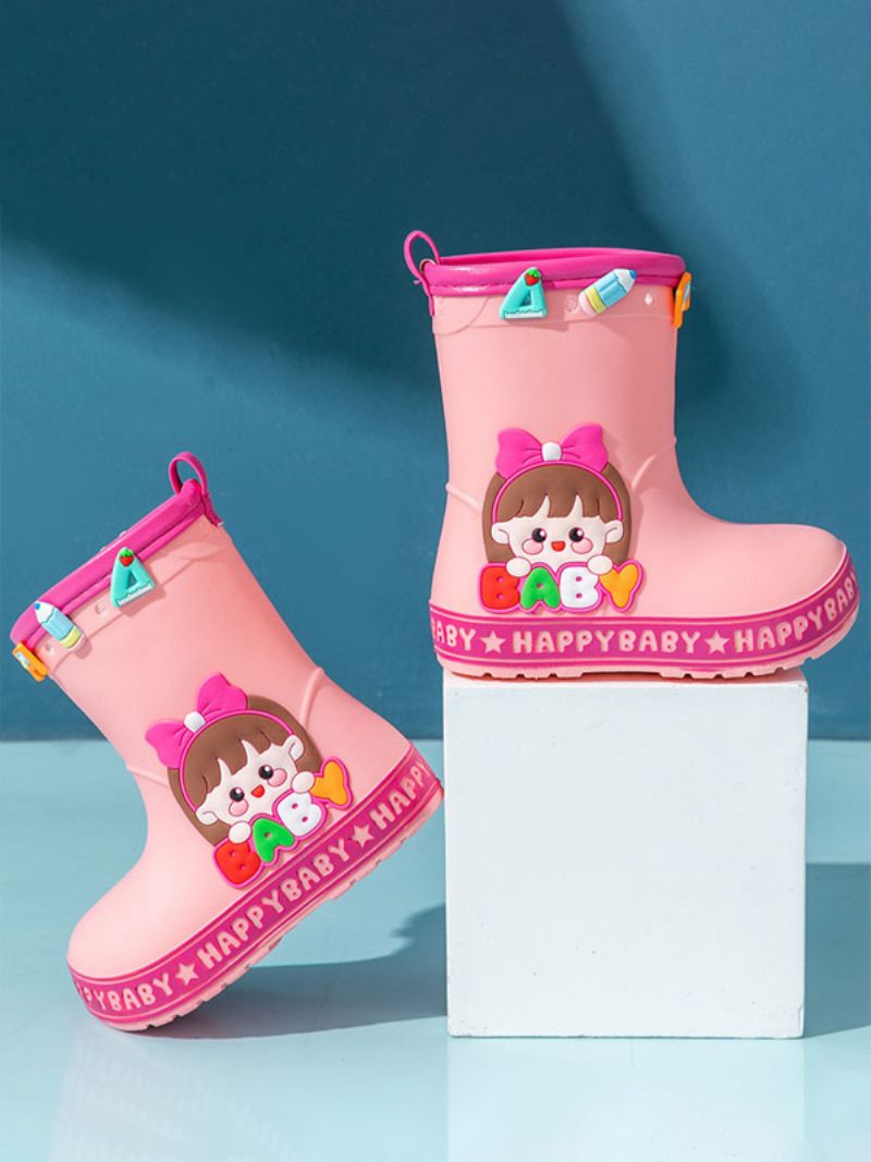 Jolies Chaussures Pour Enfants Cuir Pu Imprimés Personnages Dessins Animés Relief - Rose