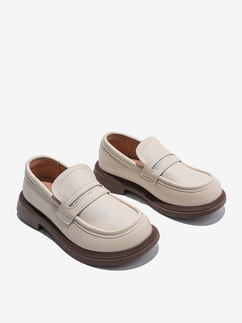 Mocassins Pour Garçon Blancs À Bout Rond Chaussures Fête Décontractées Enfiler - Beige