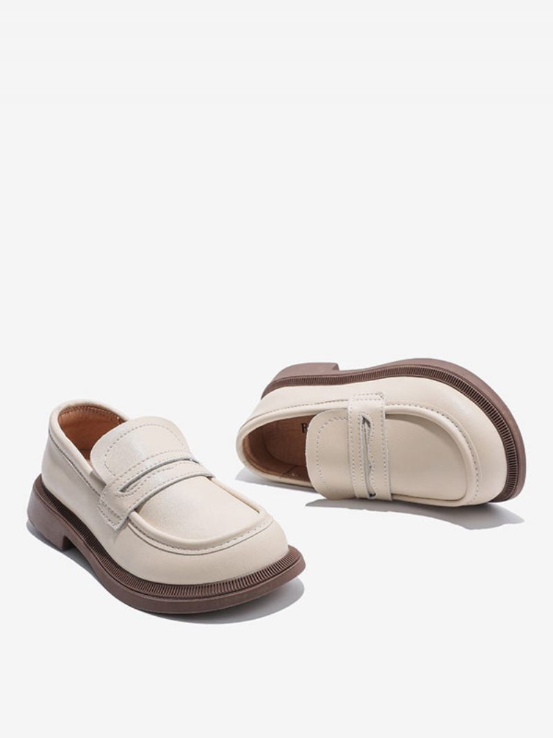 Mocassins Pour Garçon Blancs À Bout Rond Chaussures Fête Décontractées Enfiler - Beige