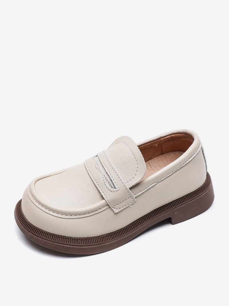 Mocassins Pour Garçon Blancs À Bout Rond Chaussures Fête Décontractées Enfiler - Beige