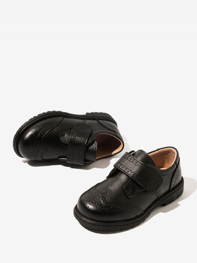 Mocassins Pour Garçon Chaussures Noir Bout Rond Sans Lacet Fête Formelles - Noir