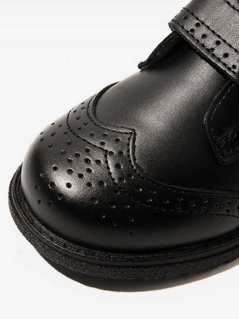 Mocassins Pour Garçon Chaussures Noir Bout Rond Sans Lacet Fête Formelles - Noir