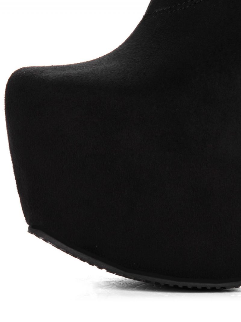 Bottes Au Dessus Du Genou Pour Femmes Chaussures Sexy Extensibles À Plateforme Noire - Noir