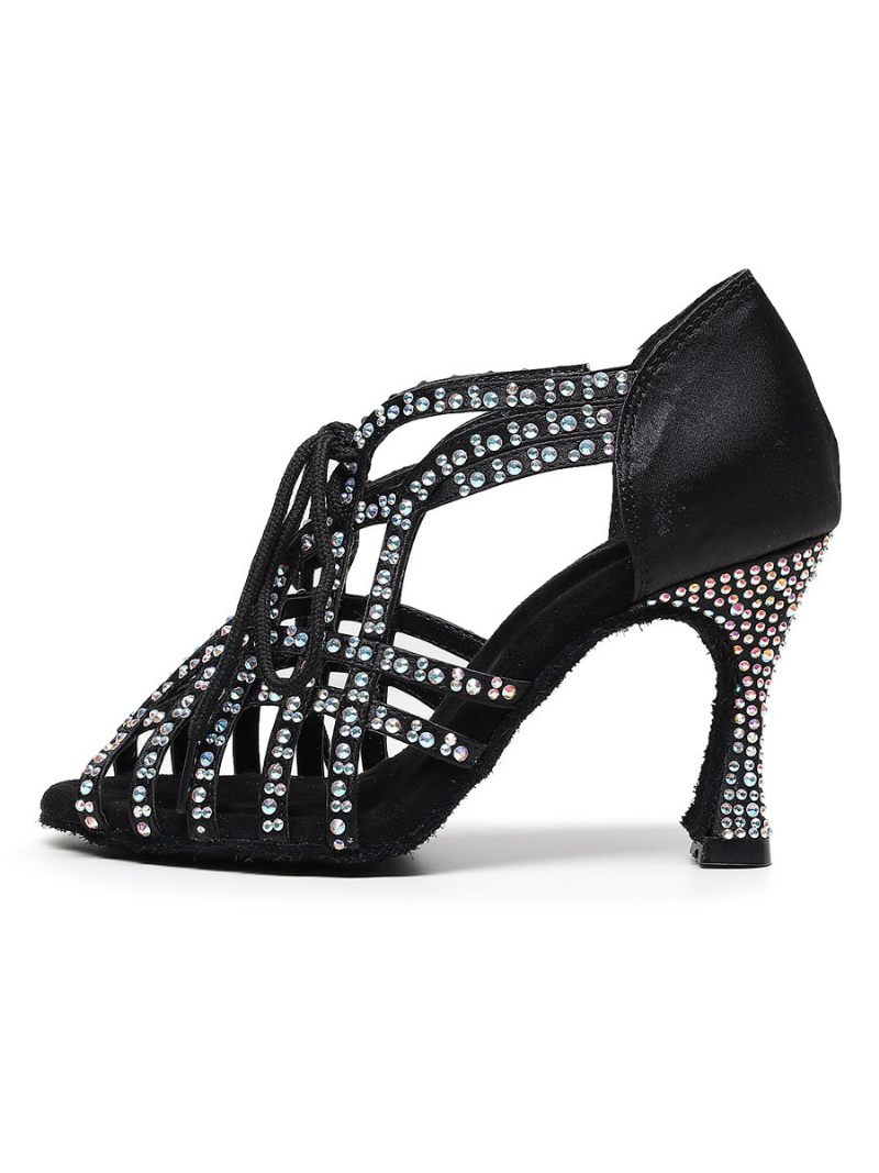 Chaussures Danse À Lacets Avec Strass Pour Femmes - Noir