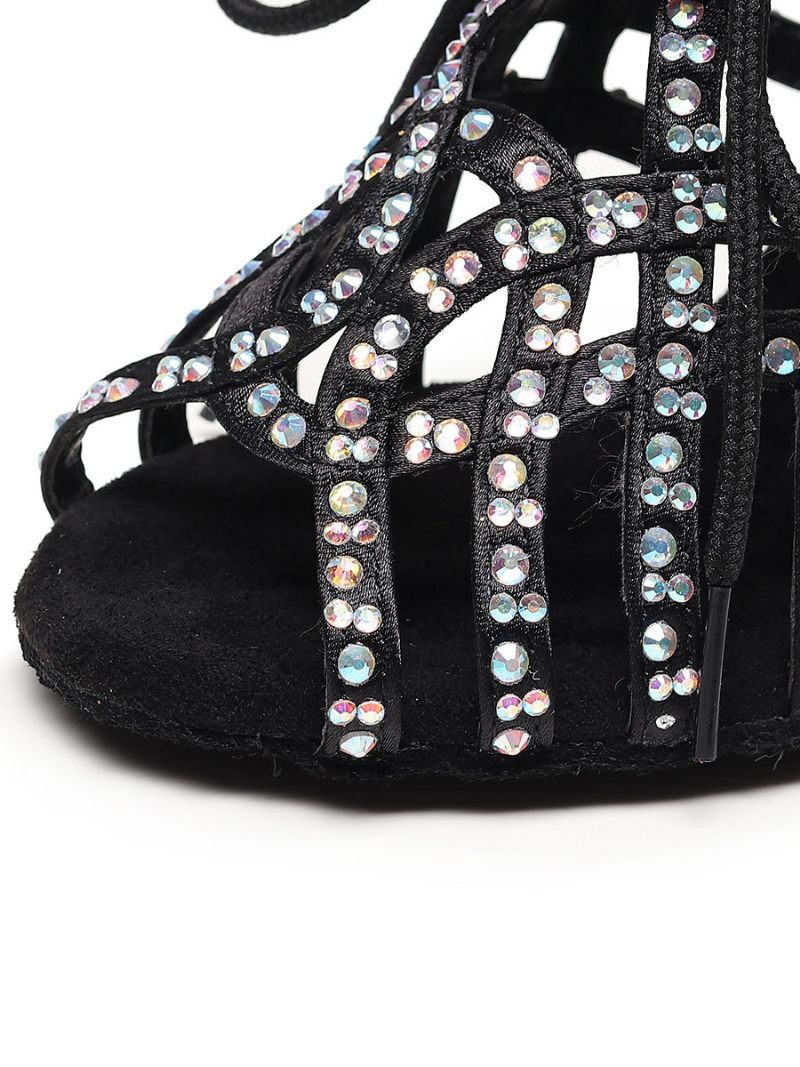 Chaussures Danse À Lacets Avec Strass Pour Femmes - Noir