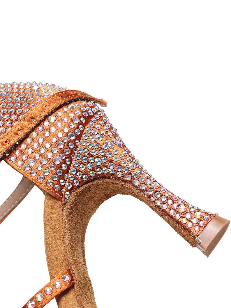 Chaussures Danse À Lanières Et Strass Pour Femmes - Café Marron