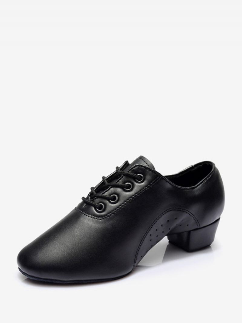 Chaussures Danse Latine Pour Femmes Cuir Pu Noir À Bout Fermé