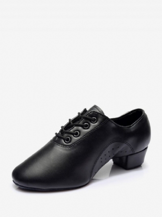 Chaussures Danse Latine Pour Femmes Cuir Pu Noir À Bout Fermé