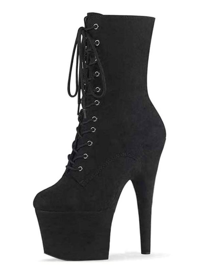 Chaussures Danse Pôle Bottines Sexy À Lacets Pour Femmes Avec Plateforme Et Talons Hauts Ciel