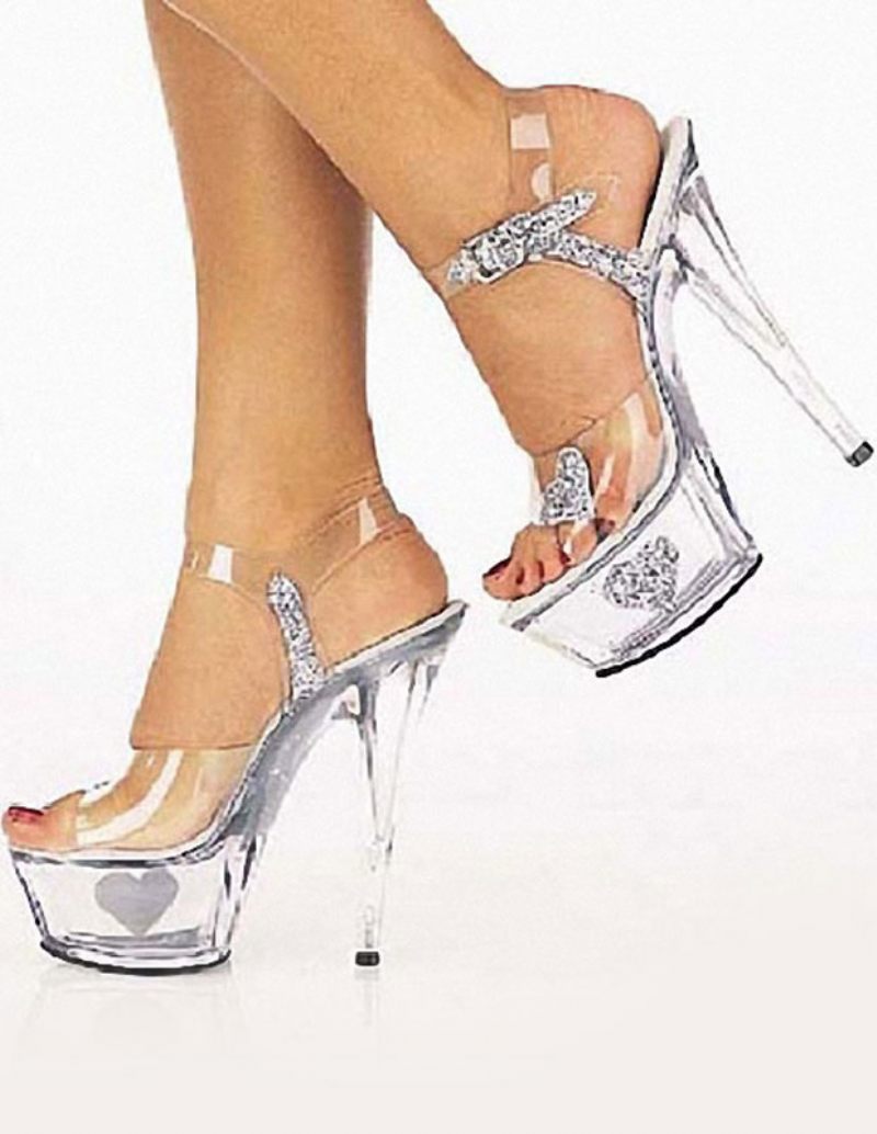 Chaussures Danse Pôle Exotiques Sandales Sexy Plastique À Talons Pointus Pour Femmes Strip-teaseuse