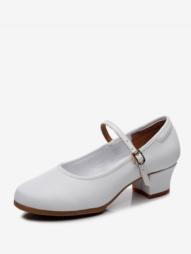 Chaussures Danse Salon À Talon Épais Pour Femme - Blanc