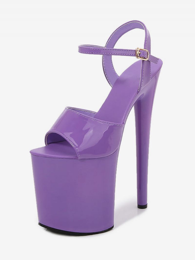 Chaussures Pole Dance Blanches Pour Femmes Sandales Sexy À Talons Hauts Et Plateforme - Violet