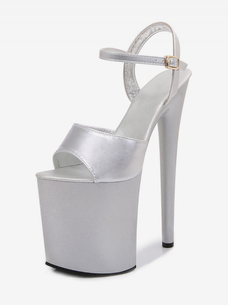 Chaussures Pole Dance Blanches Pour Femmes Sandales Sexy À Talons Hauts Et Plateforme - Argent