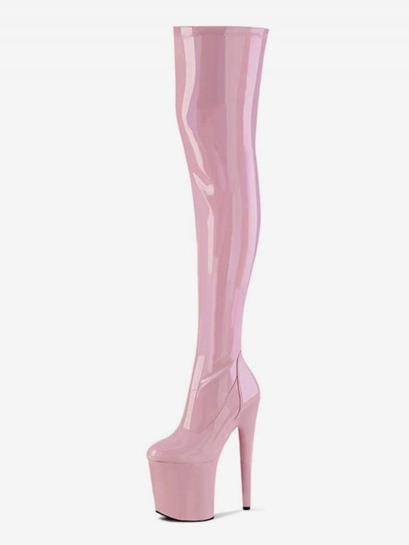 Chaussures Pole Dance Pour Femmes Bottes Hautes Sexy À Talons Aiguilles Et Plateforme - Rose