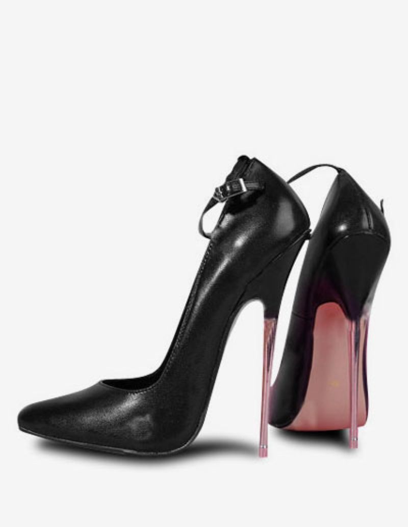 Chaussures Pole Dance Pour Femmes Escarpins Sexy À Talons Hauts 6 3/10 Pouces Cuir Vache Noir