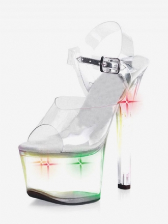 Chaussures Pole Dance Pour Femmes Sandales Transparentes Et Sexy À Talons Aiguilles Strip-teaseuse Avec Lumière Led